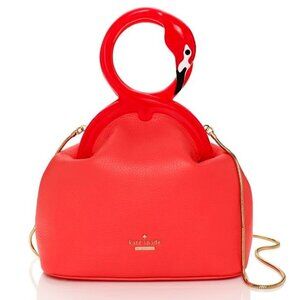 DAMAGED  Kate Spade Strut Your Stuff Kissing Flamingos Clutch Bag -RARE FIND